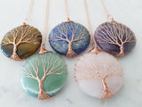 Adore Gemstone Collection - Family Tree or Tree of Life Round Gemstone Necklace