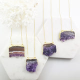 Adore Gemstone Collection - Amethyst Slab Necklace - Soul Made Boutique