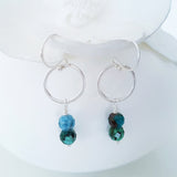 Adore Gems Collection - Sterling Silver Earrings Green Azurite Loop