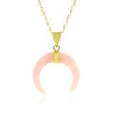 Adore Gemstone Collection - Rose Quartz Horn Necklace - Soul Made Boutique