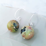 Adore Gems Collection - Sterling Silver Earrings Round Rhodonite