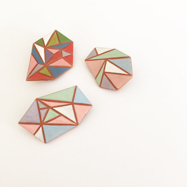 Ceramic Geometric Brooch - Soul Made Boutique