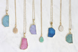 Adore Gemstone Collection - Druzy Oval Necklace - Soul Made Boutique