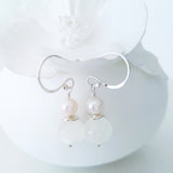 Adore Gems Collection - Sterling Silver Earrings Round Pearl Moonstone