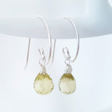 Adore Gems Collection - Sterling Silver Earrings Lemon Quartz Faceted Teardrop