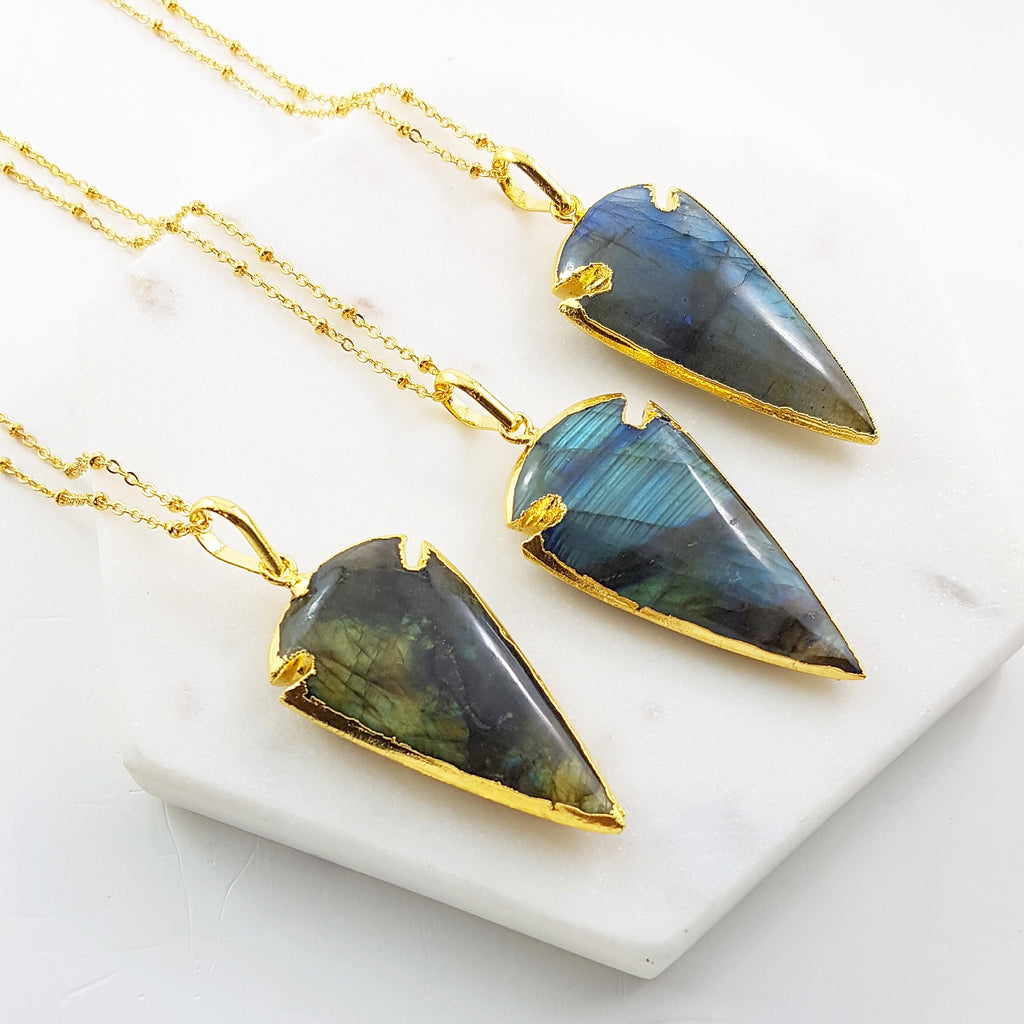 Adore Gemstone Collection - Labradorite Arrow Necklace - Soul Made Boutique