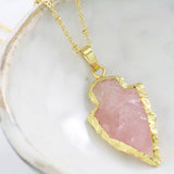 Adore Gemstone Collection - Rose Quartz Arrow Necklace - Soul Made Boutique