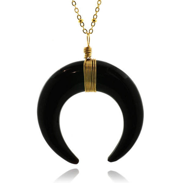 Charismatic Wanderlust Collection - Horn Necklace Moon Arc Black - Soul Made Boutique