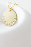 Amor Personalised Collection - Necklace Large Disc - Soul Made Boutique