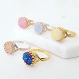 Adore Gemstone Collection - Druzy Round Pendant Ring - Soul Made Boutique