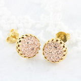 Adore Gemstone Collection - Druzy Round Pendant Earrings - Soul Made Boutique