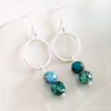 Adore Gems Collection - Sterling Silver Earrings Green Azurite Loop