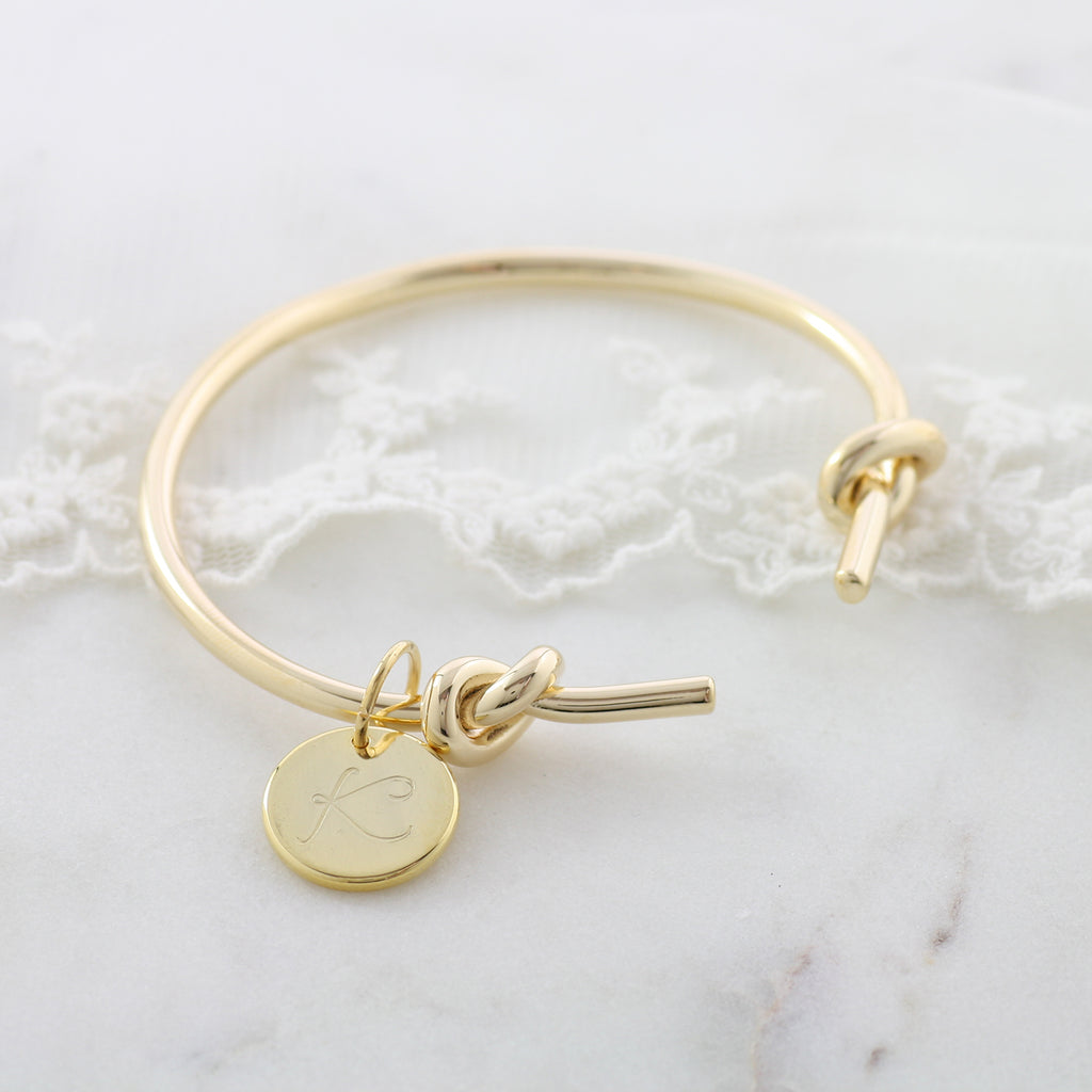 Amor Personalised Collection - Bangle Double Knot Large Disc - Soul Made Boutique