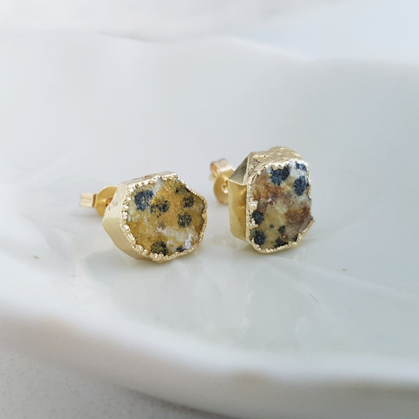 Adore Gemstone Earrings Collection - RAW - Dalmatian Jasper Ear Studs