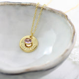 Amor Personalised Collection - Necklace Large Disc Birthstone Crystal - Soul Made Boutique