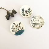Quirky Fun Collection - Ceramic Round Leaves Brooch