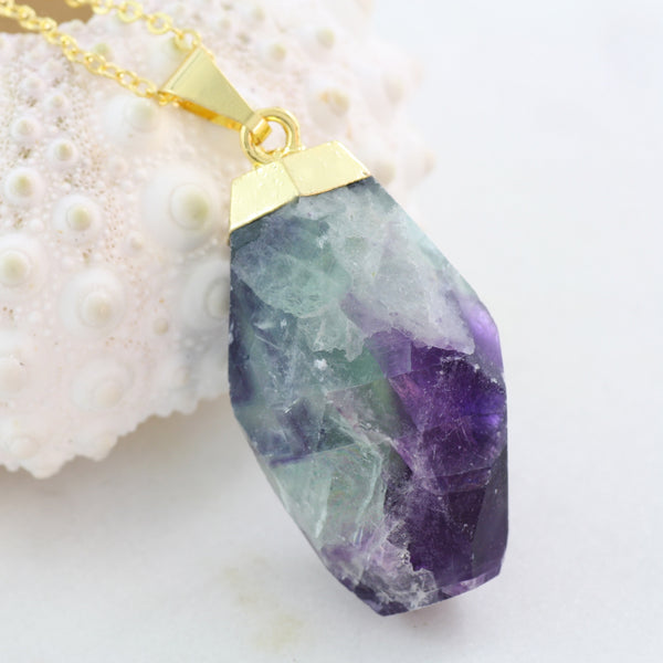 Adore Gemstone Collection - Fluorite Nugget Necklace - Soul Made Boutique