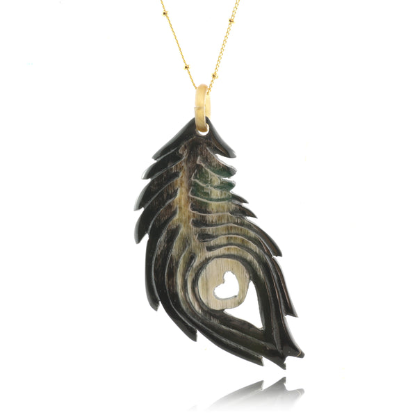 Charismatic Wanderlust Collection - Horn Necklace Love Feather - Soul Made Boutique