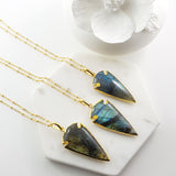 Adore Gemstone Collection - Labradorite Arrow Necklace - Soul Made Boutique