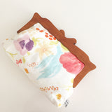 Wooden Handle Watercolor Abstract Flowers Clutch