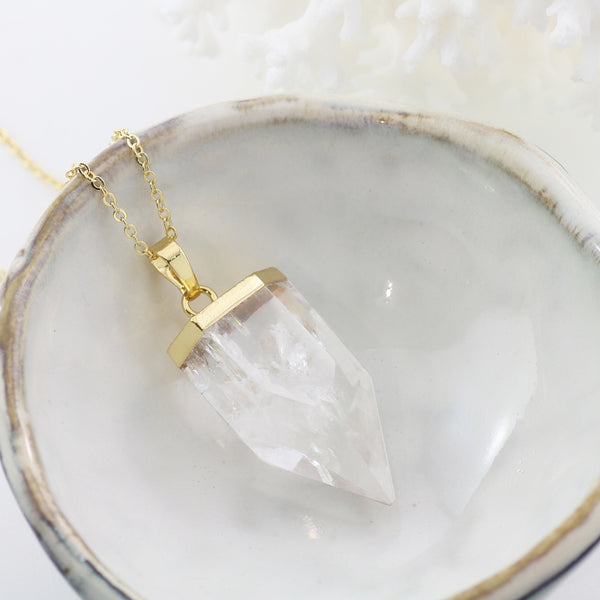 Adore Gemstone Collection - Quartz Pointed Necklace - Soul Made Boutique