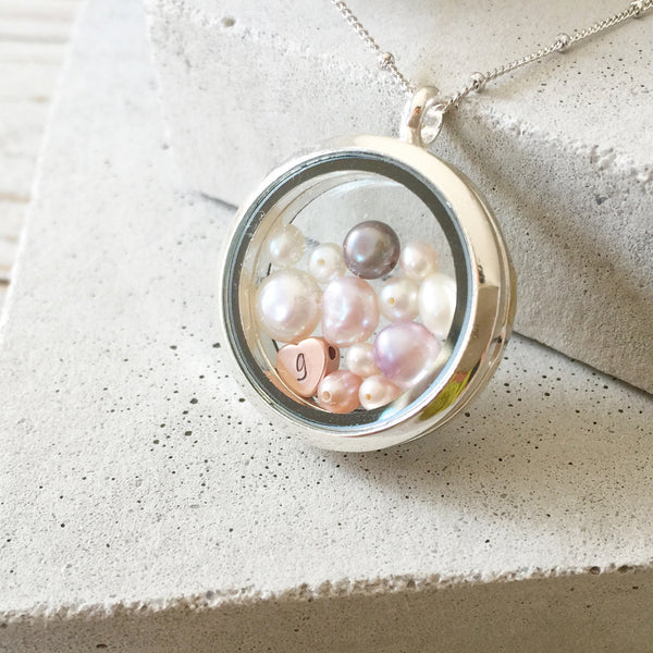 Amor Personalised Collection - Necklace Heart Locket Pearl - Soul Made Boutique