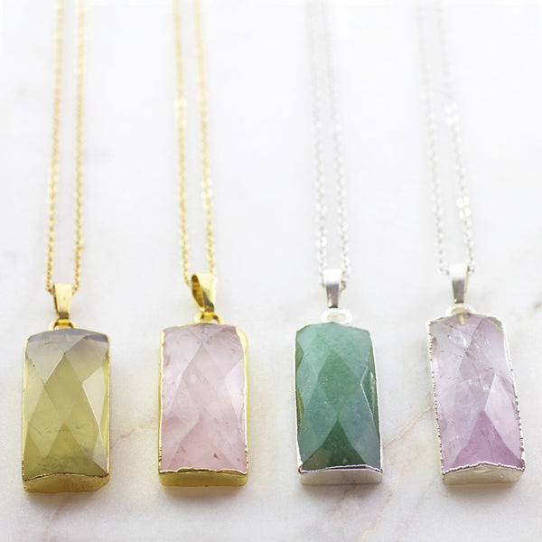 Adore Gemstone Collection - Amethyst Vertical Bar Necklace - Soul Made Boutique