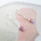 Adore Gems Collection - Sterling Silver Earrings White Purple Moonstone