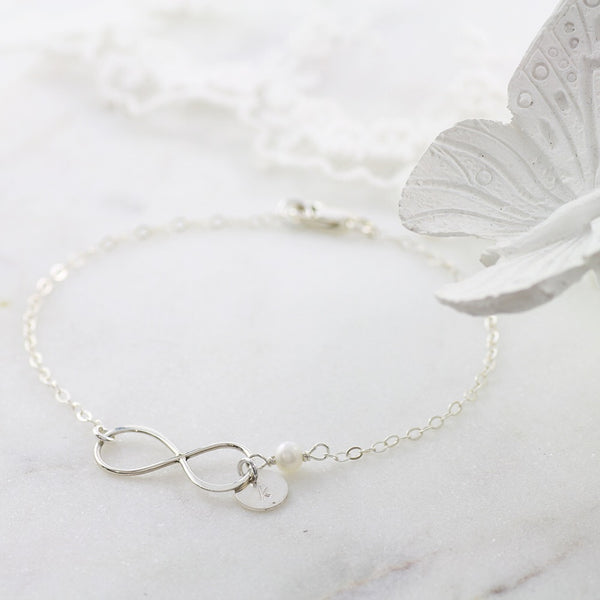 Amor Personalised Collection - Bracelet Sterling Silver Pearl Infinity - Soul Made Boutique