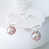 Glamorous Pearls Collection Earrings - Sterling Silver Earrings Pink Round Pearl