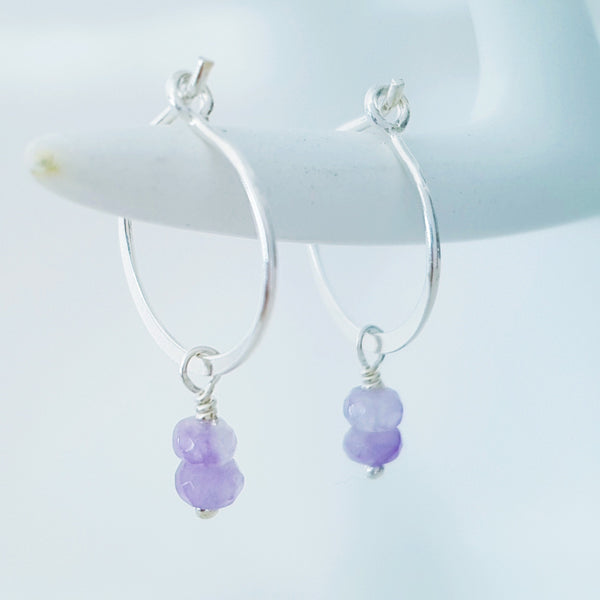 Adore Gems Collection - Sterling Silver Earrings Purple Moonstone
