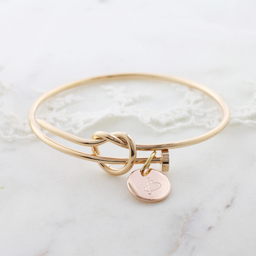 Amor Personalised Collection - Bangle Love Knot Large Disc - Soul Made Boutique