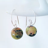 Adore Gems Collection - Sterling Silver Earrings Round Rhodonite