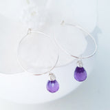 Adore Gems Collection - Sterling Silver Earrings Amethyst Faceted Teardrop