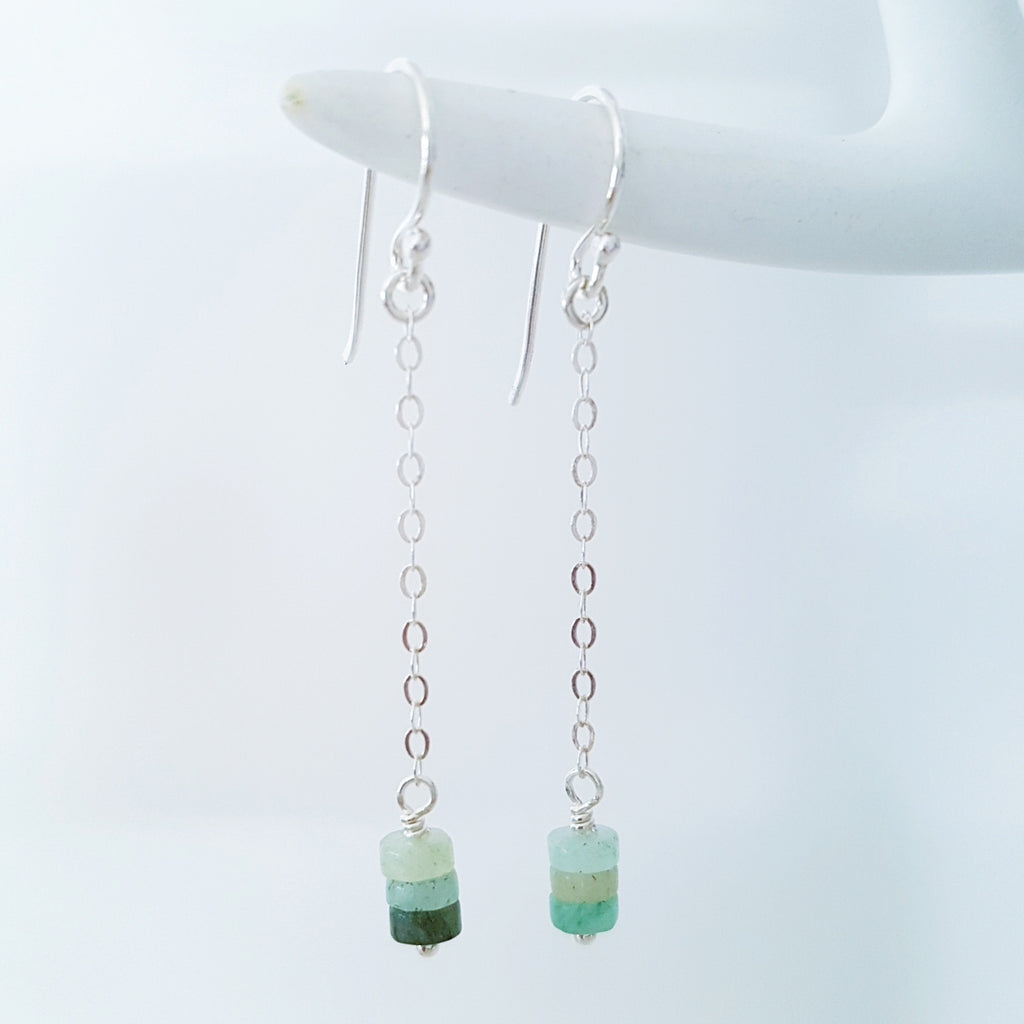 Adore Gems Collection - Sterling Silver Earrings Green Calcite