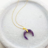 Adore Gemstone Collection - Amethyst Horn Necklace - Soul Made Boutique