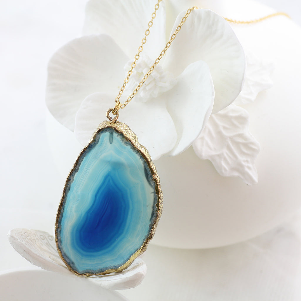 Adore Gemstone Collection - Agate Slice Necklace - Soul Made Boutique