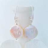 Glamorous Pearls Collection Earrings - Sterling Silver Earrings Coin Pearl