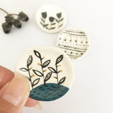 Ceramic Round Leaves Brooch - Soul Made Boutique
