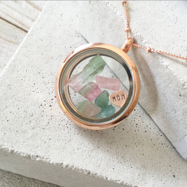 Amor Personalised Collection - Necklace Heart Locket Gemstone - Soul Made Boutique