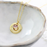 Amor Personalised Collection - Necklace Large Disc Birthstone Crystal - Soul Made Boutique