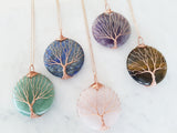 Adore Gemstone Collection - Family Tree or Tree of Life Round Gemstone Necklace