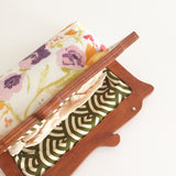 Wooden Handle Watercolor Abstract Flowers Clutch