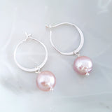 Glamorous Pearls Collection Earrings - Sterling Silver Earrings Pink Round Pearl