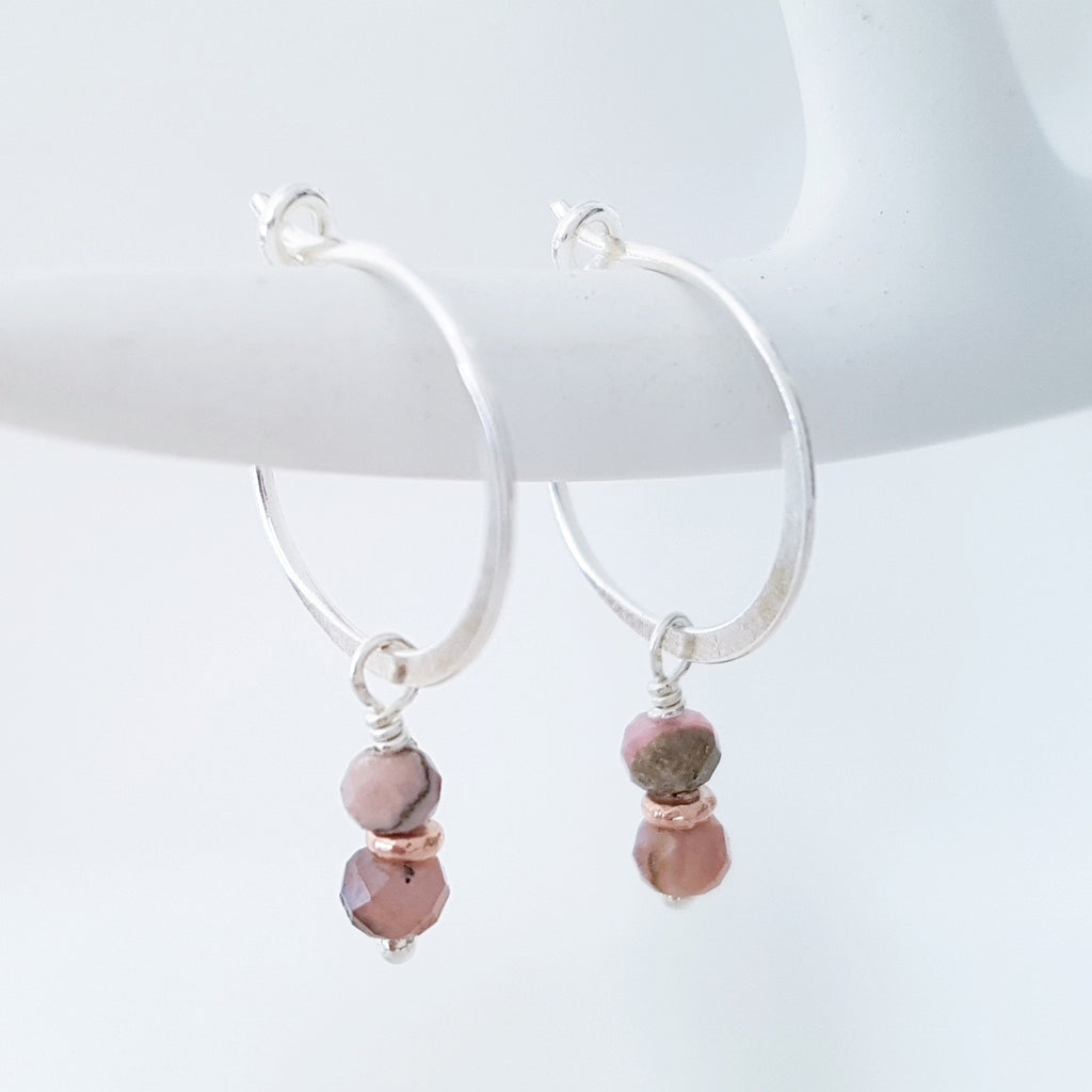 Adore Gems Collection - Sterling Silver Earrings Rhodonite