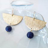 Helios Brass Collection - Lapis Crescent Earrings