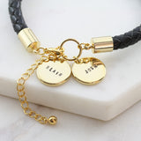 Amor Personalised Collection - Bracelet Black Leather Disc - Soul Made Boutique