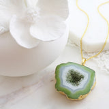 Adore Gemstone Collection - Agate Slice Necklace - Soul Made Boutique