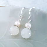 Adore Gems Collection - Sterling Silver Earrings Round Pearl Moonstone